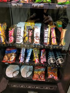 sample products on the vending machine