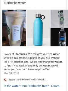 Can You Get Free Water At Starbucks