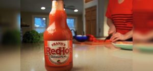 Franks-Red-Hot-Sauce-Bottle-on-a-Countertop