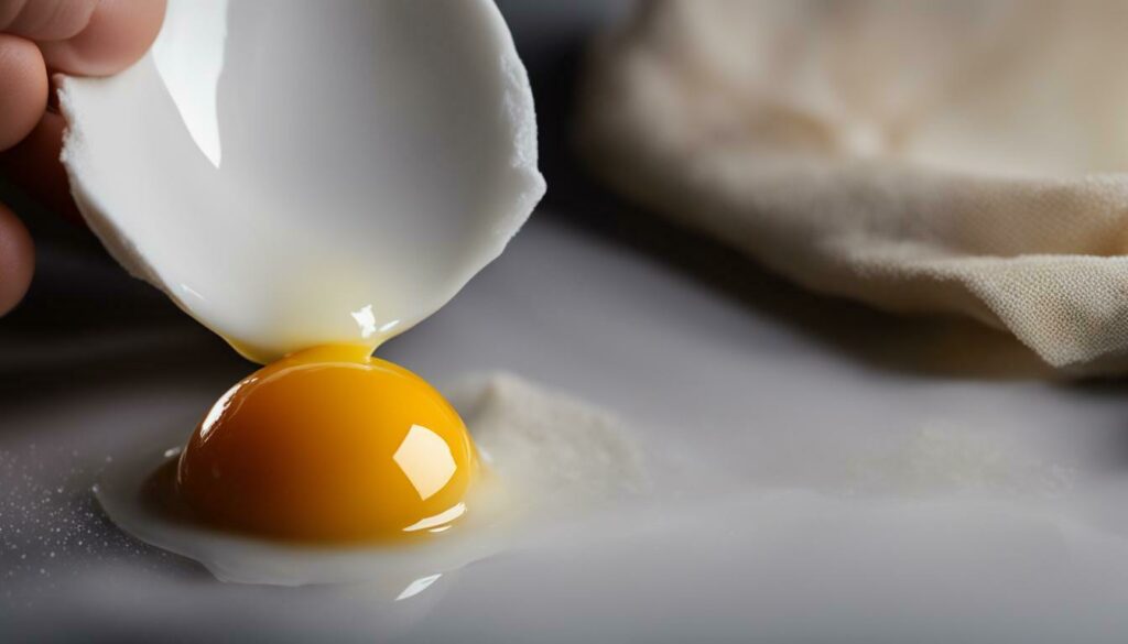 Removing white dots on egg yolk