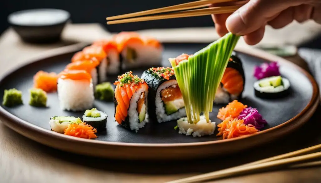 eating sushi with a fork