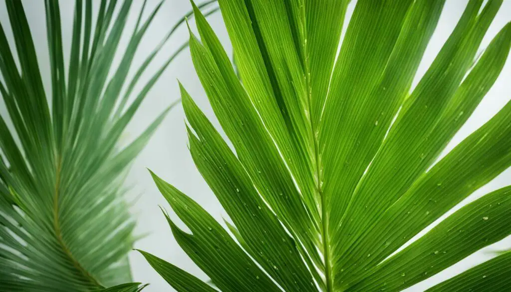 white spots on Kentia palm leaves